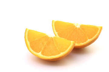Navel seedless orange on white background