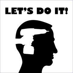 Head with aku screwdriver - illustration