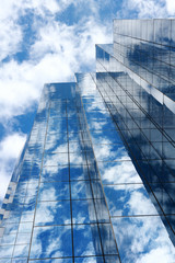 blue mirror glass building, exterior building