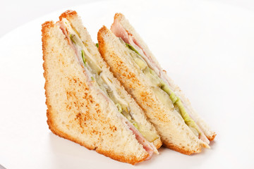 sandwich with ham and vegetables