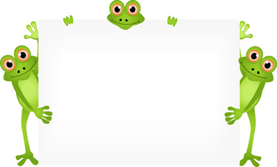 Fototapeta premium frog with blank sign