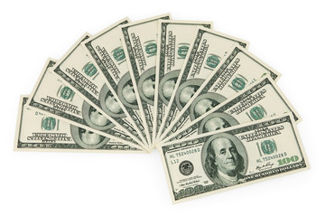 Thousand dollars isolated on the white