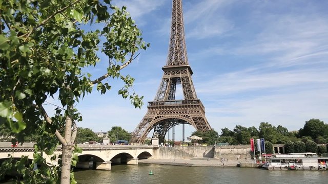View of the Eiffel tower form the Seine river