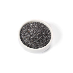Poppy Seeds in plate on white background