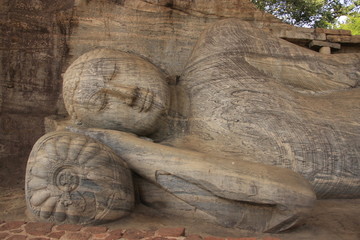 Portrait of reclining Buddha, Polonnaruwa, Sri Lanka