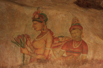 Fototapeta na wymiar Malarstwo ścienne, Sigiriya, Sri Lanka