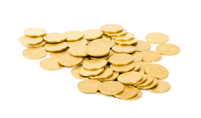 golden coins isolated on white