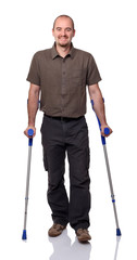 man with crutch