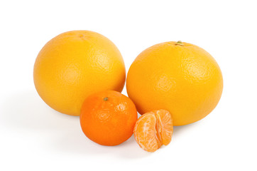 Fresh citrus fruit on a white background
