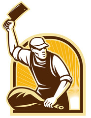 Butcher Knife Leg of Ham Retro