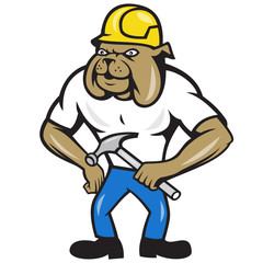 Bulldog Construction Worker Hammer