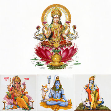 composition with hindu gods, India, Asia