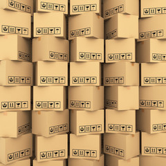 Cardboard boxes on white background 3d illustration