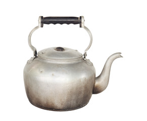 Old kettle isolated on white background