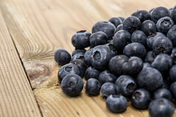 Heap of Blueberries on wood