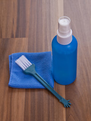 Screen cleaner and microfiber cloth.