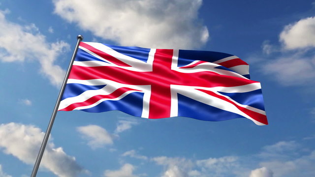 British flag waving against sky background