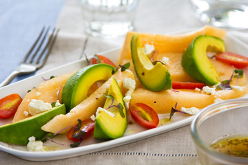 Avocado,Melon and cheese  salad