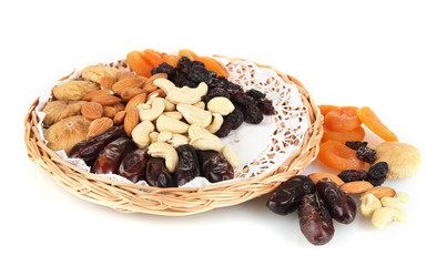 different dried fruits isolated on white