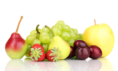 Fototapeta na wymiar Mix of ripe sweet fruits and berries isolated on white