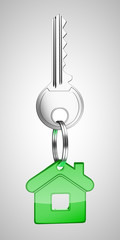 green key chain with key