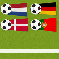 Naklejka premium Plasticine flag football soccer on grass background
