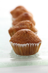 Banana cupcake isolated in white background