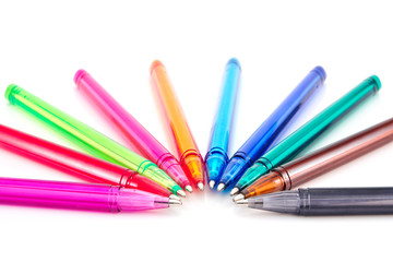 Colors pens isolated a white background