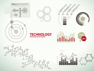 Technology infographics for business with charts and diagrams