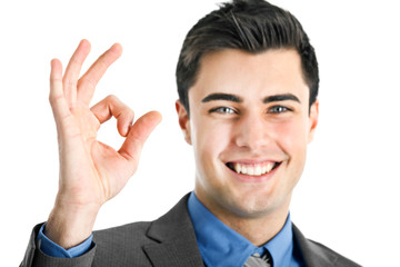 Businessman showing ok sign