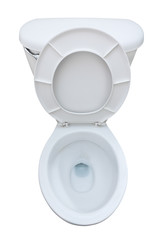 Top view of a clean toilet seat isolated on white