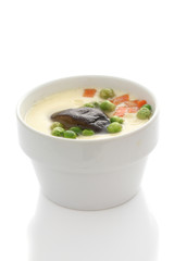 steamed beaten egg isolated in white background