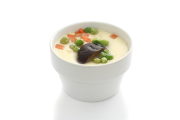 steamed beaten egg isolated in white background