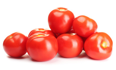 Ripe red tomatoes isolated on white