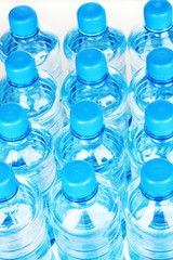 plastic bottles of water close-up
