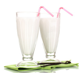 Vanilla milk shakes isolated on white