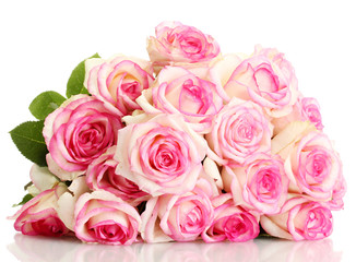 Fototapeta premium beautiful bouquet of pink roses isolated on white