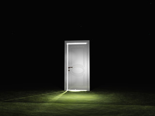 Partly closed door emits light