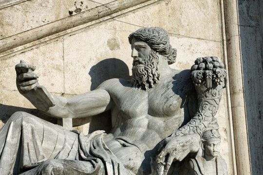 Statue with horn of plenty in Piazza del Campidoglio in Rome