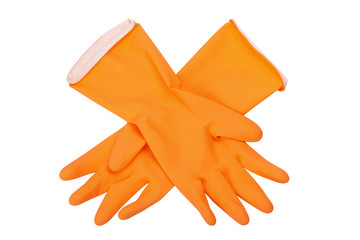 orange rubber gloves