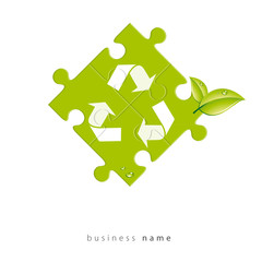 Abstract logo puzzle, recycling, vector