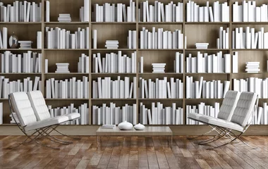 Abwaschbare Fototapete Bibliothek Wohnzimmer