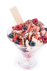 Fresh fruits on Ice Cream