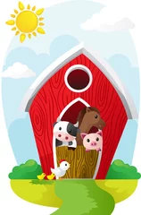 Poster Ferme Animaux dans la grange