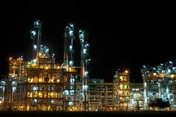 Night scene of chemical plant