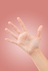 Naklejka premium Open woman hand or number five