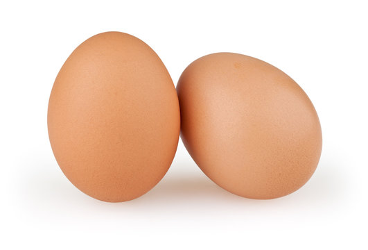 Two eggs isolated on white background with clipping path