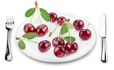 Cherries on a plate.