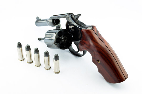 old revolver with bullets