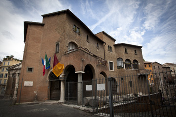Fototapeta premium Entry of Temple of Apollo Sosianus in Rome, Italy